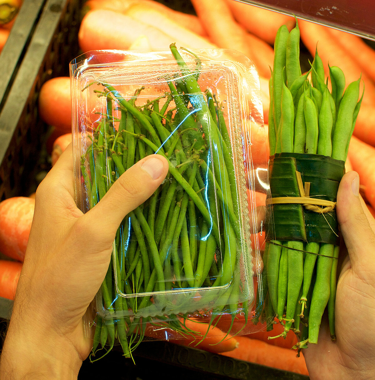 Nachhaltige Verpackung von Gemüse